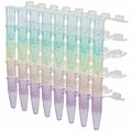 Globe Scientific DiamondLink 0.2mL 8-Strip Tubes, with Individually-Attached Flat Caps, Assorted Colors, 120PK PCR-DL-02F-RW